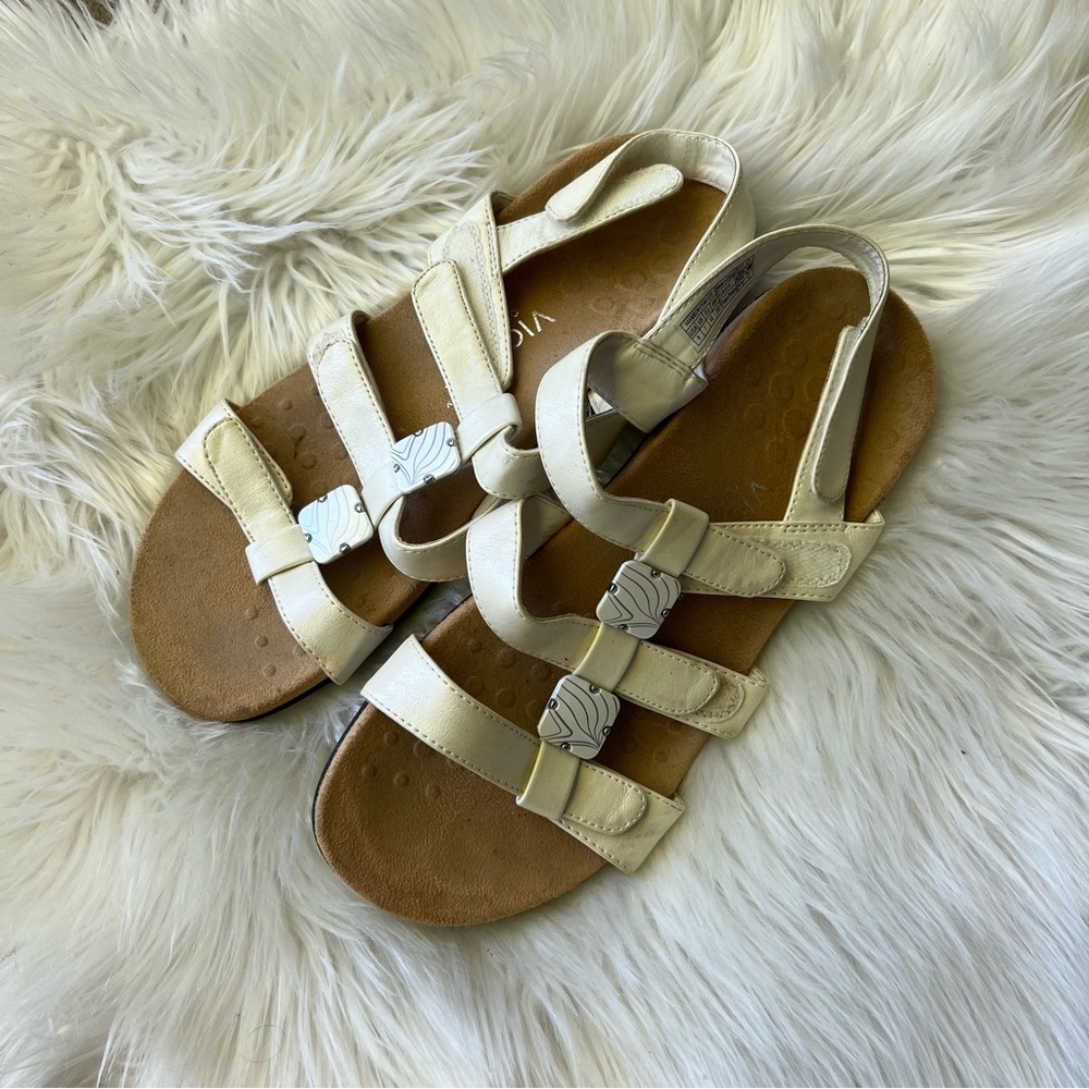 Vionic White Leather Stone Open Toe Sandals - image 1